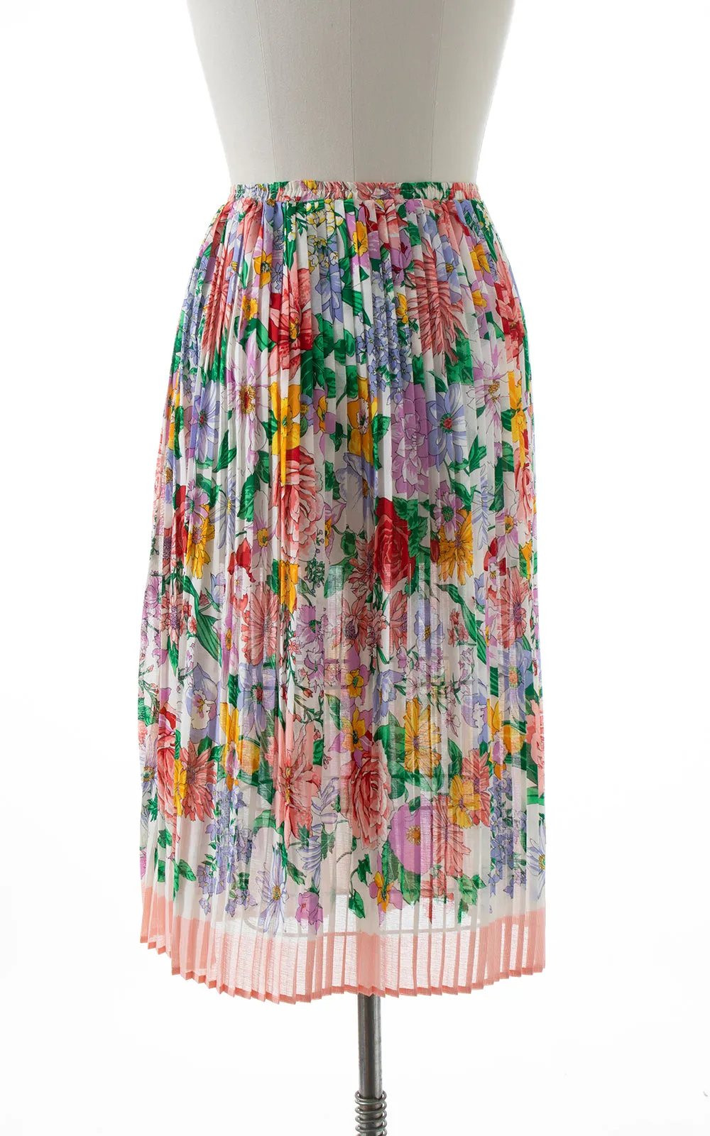 1980s Floral Accordion Pleated Skirt | x-small/small/medium