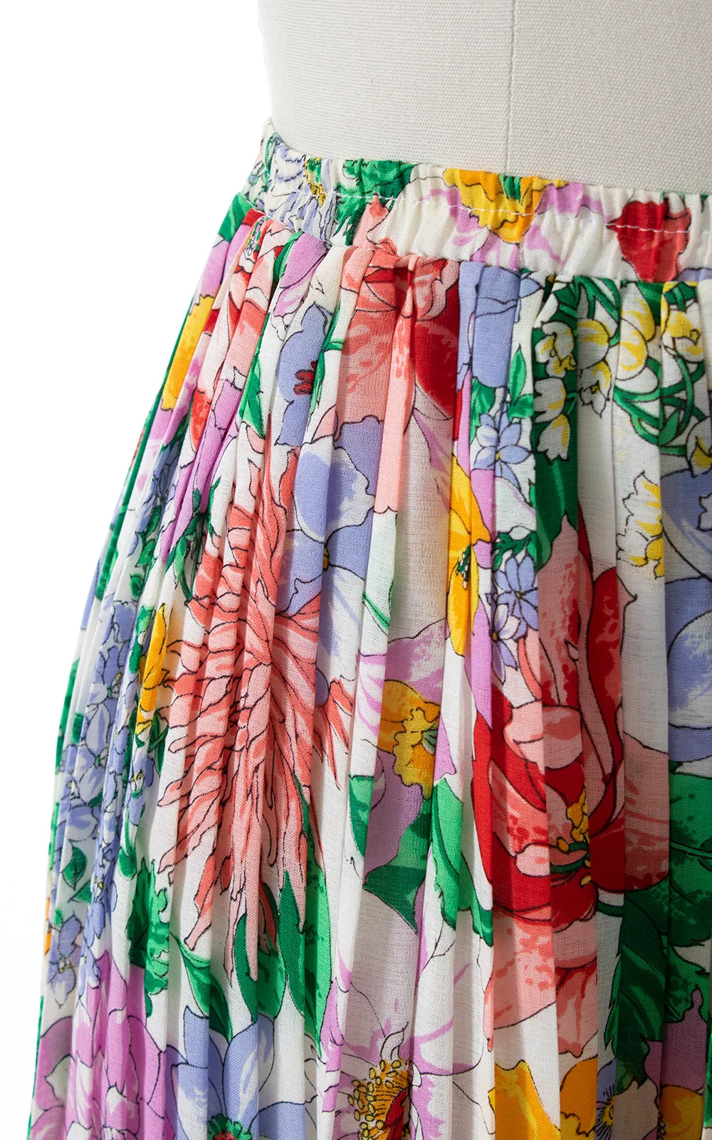 1980s Floral Accordion Pleated Skirt | x-small/small/medium