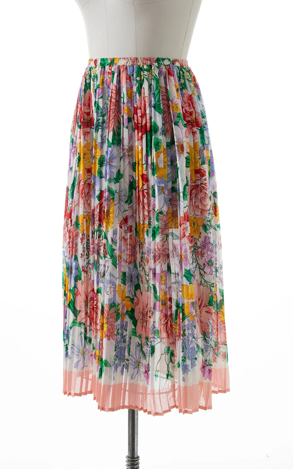 1980s Floral Accordion Pleated Skirt | x-small/small/medium