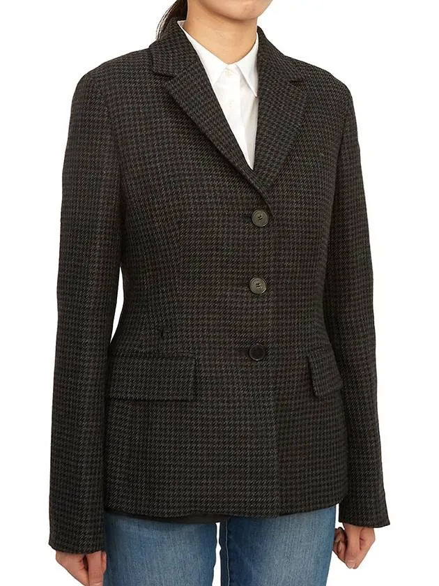 2-In-1 Houndstooth Mohair Wool Jacket Grey