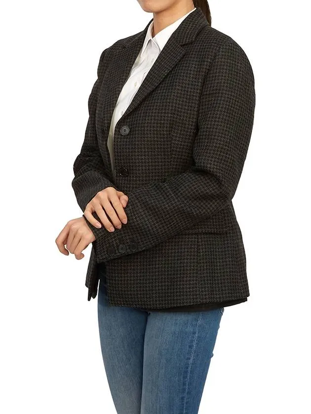 2-In-1 Houndstooth Mohair Wool Jacket Grey