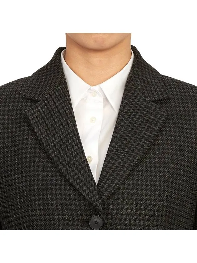 2-In-1 Houndstooth Mohair Wool Jacket Grey