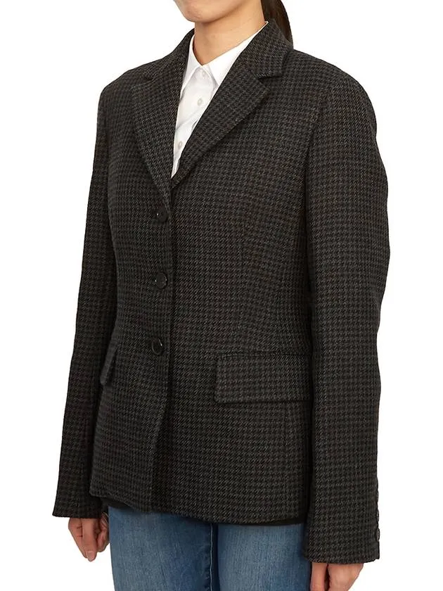 2-In-1 Houndstooth Mohair Wool Jacket Grey