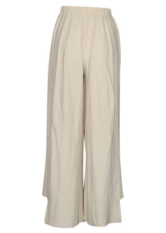 Blue Dandelion Wide Leg Linen Pants Summer Cotton Outfits