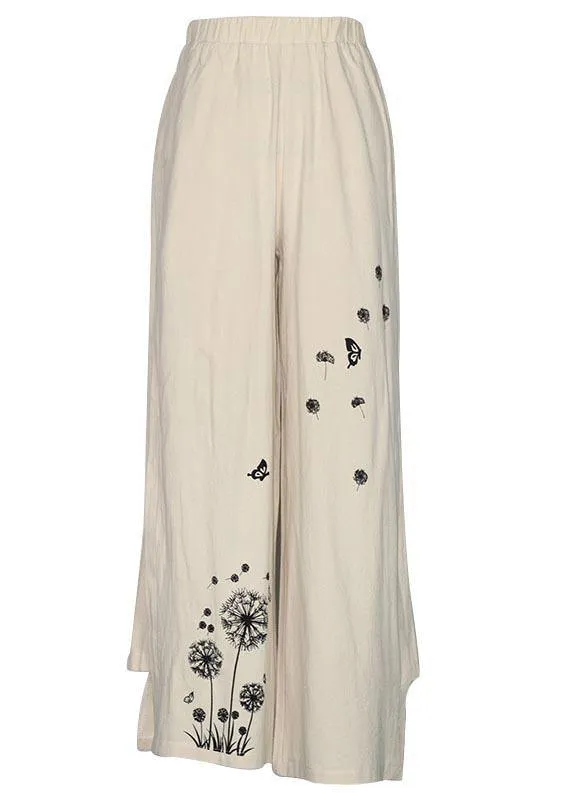 Blue Dandelion Wide Leg Linen Pants Summer Cotton Outfits