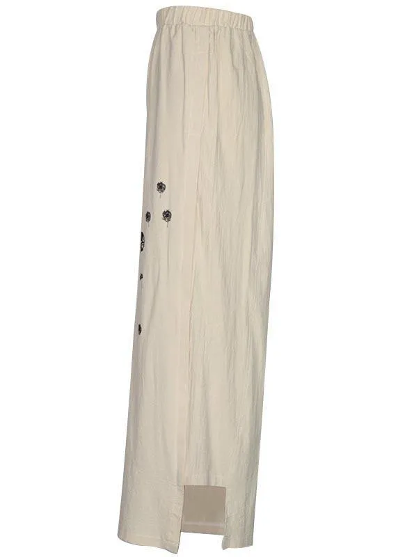 Blue Dandelion Wide Leg Linen Pants Summer Cotton Outfits