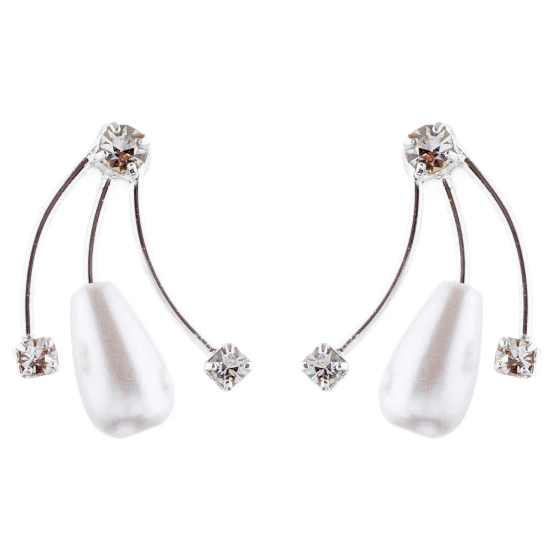 Elegant Pearl Drop Crystal Bridal Prom Wedding Earrings