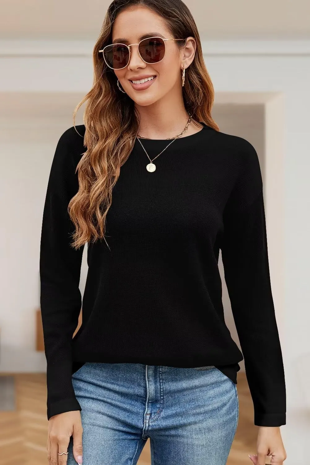 FEKOAFE Women's 2025 Cute Striped Sweaters Crew Neck Long Sleeve Pullover Sweaters for Women