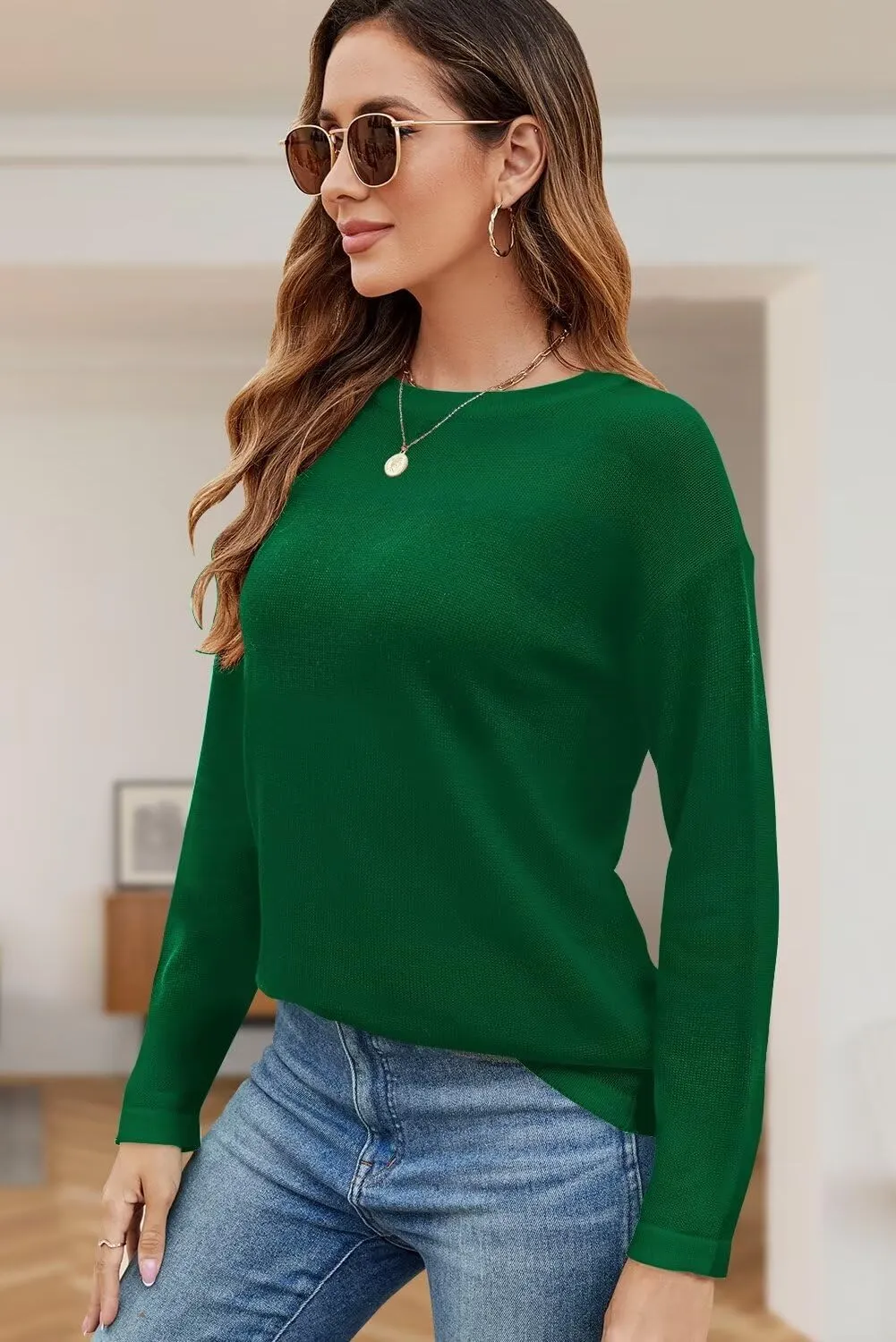 FEKOAFE Women's 2025 Cute Striped Sweaters Crew Neck Long Sleeve Pullover Sweaters for Women