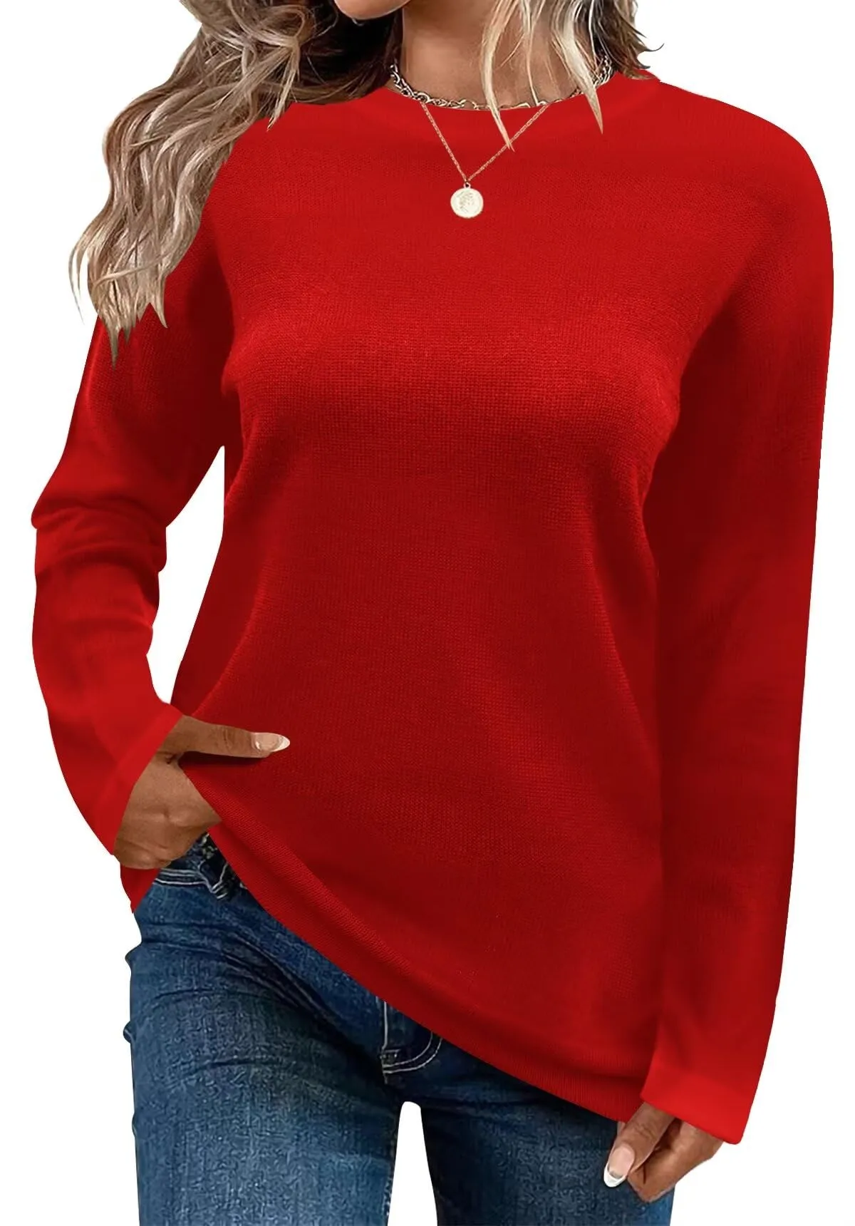 FEKOAFE Women's 2025 Cute Striped Sweaters Crew Neck Long Sleeve Pullover Sweaters for Women