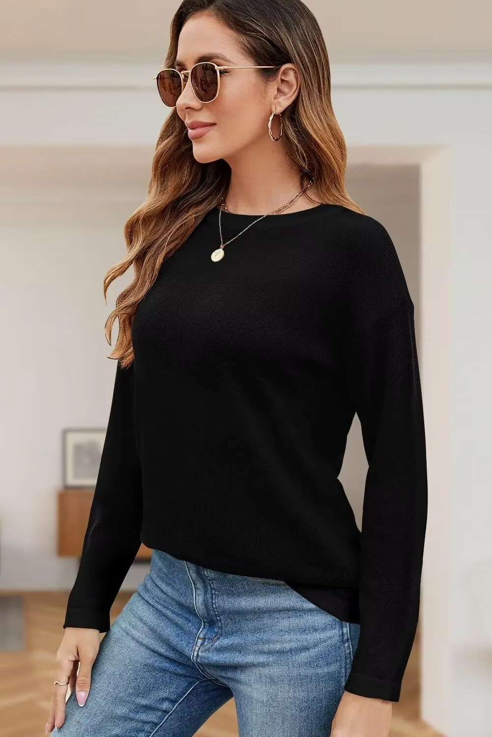 FEKOAFE Women's 2025 Cute Striped Sweaters Crew Neck Long Sleeve Pullover Sweaters for Women