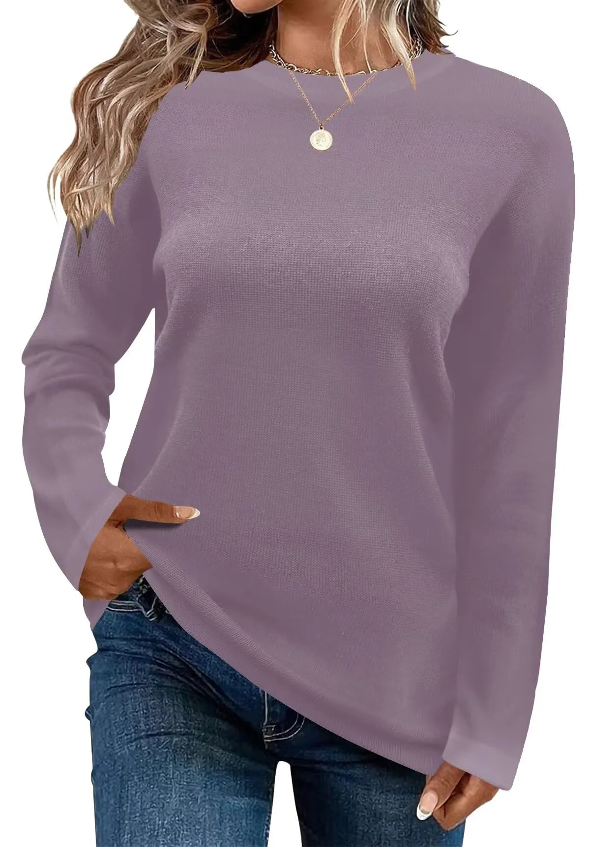 FEKOAFE Women's 2025 Cute Striped Sweaters Crew Neck Long Sleeve Pullover Sweaters for Women