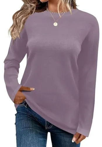 FEKOAFE Women's 2025 Cute Striped Sweaters Crew Neck Long Sleeve Pullover Sweaters for Women