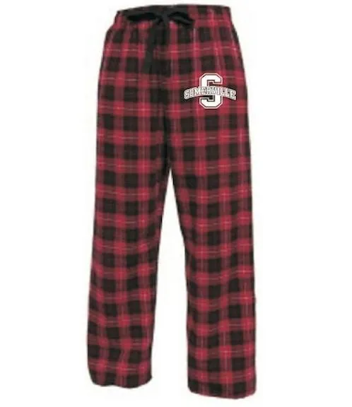 Flannel Pants <br>RED & BLACK PLAID with WHITE INK
