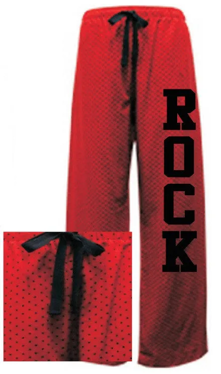 Flannel Pants <br>RED with BLACK SWISS DOT with WHITE INK