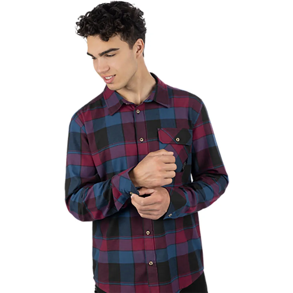 FXR Timber Flannel Shirt Button-Up Dark Steel/Merlot Red