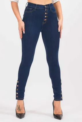 High-Waisted Ankle Skinny With 5 Button Snaps