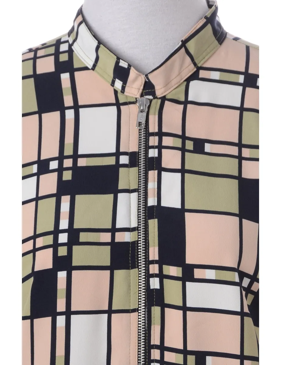 Label Blouse Checked Bomber