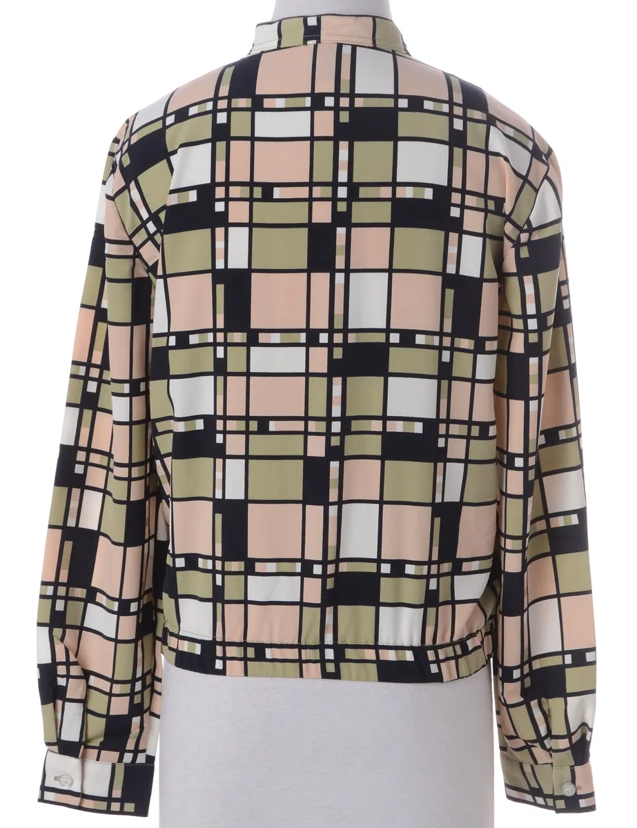 Label Blouse Checked Bomber