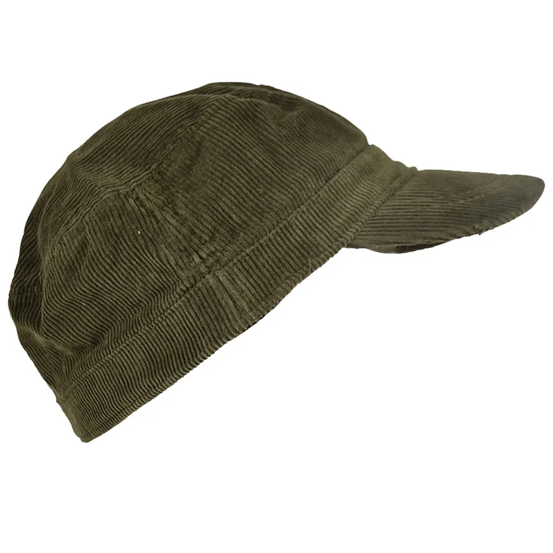 Landana Headscarves Corduroy Military Hat Olive Green Cadet Cap