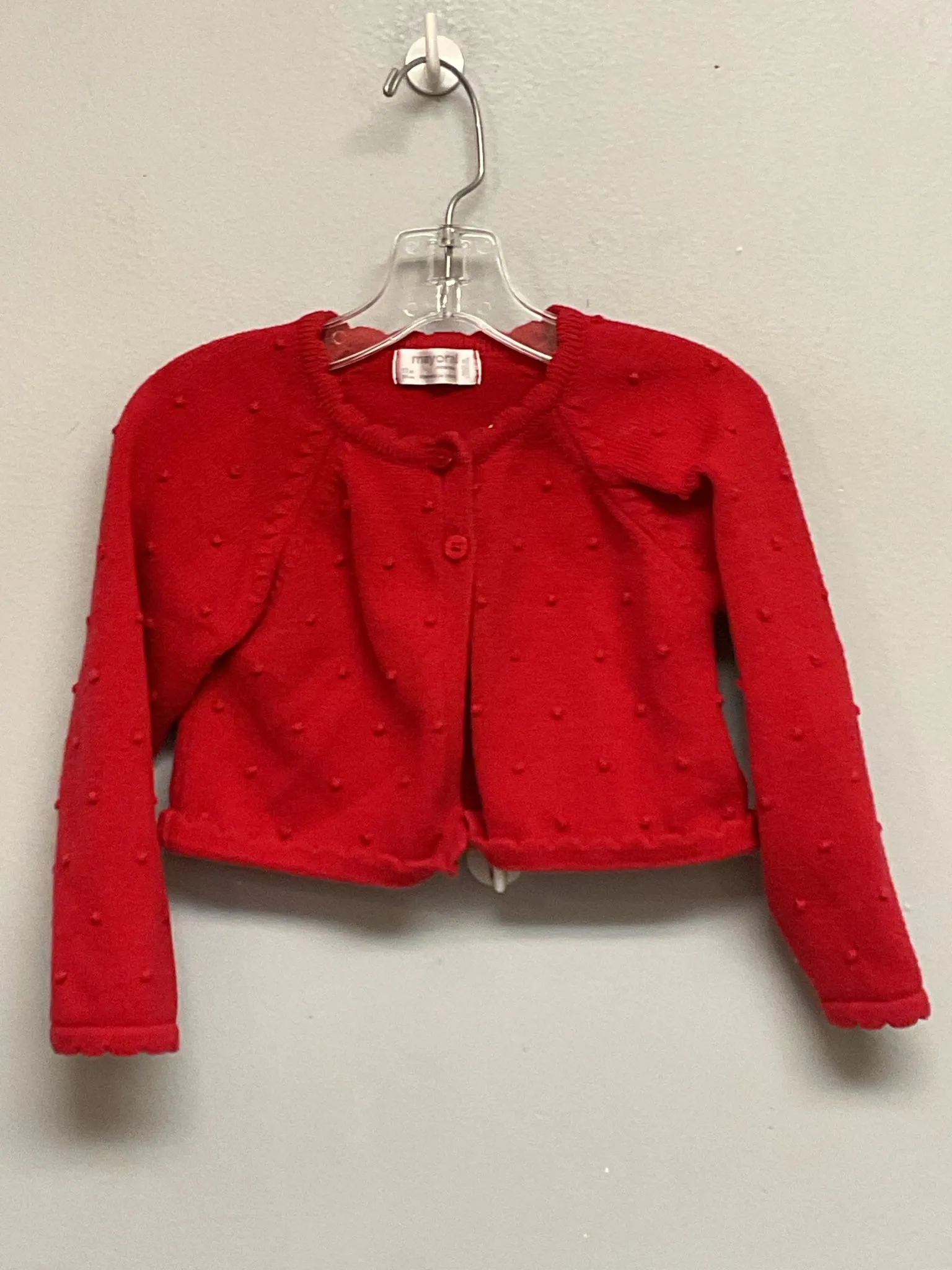 Mayoral Size 12M Red Pindot Cotton Infant Girls Sweaters & Vests