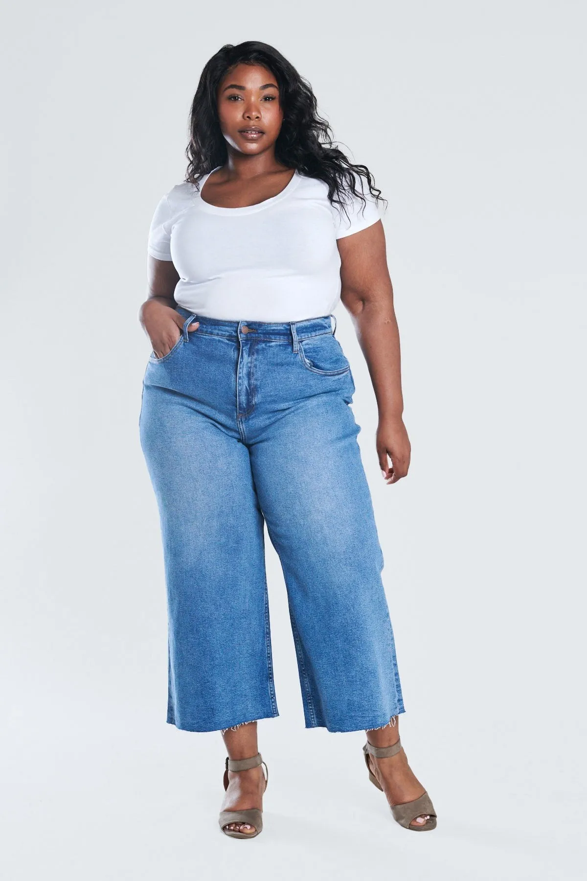 Pre-Order Denim Wide Leg Crop Pants