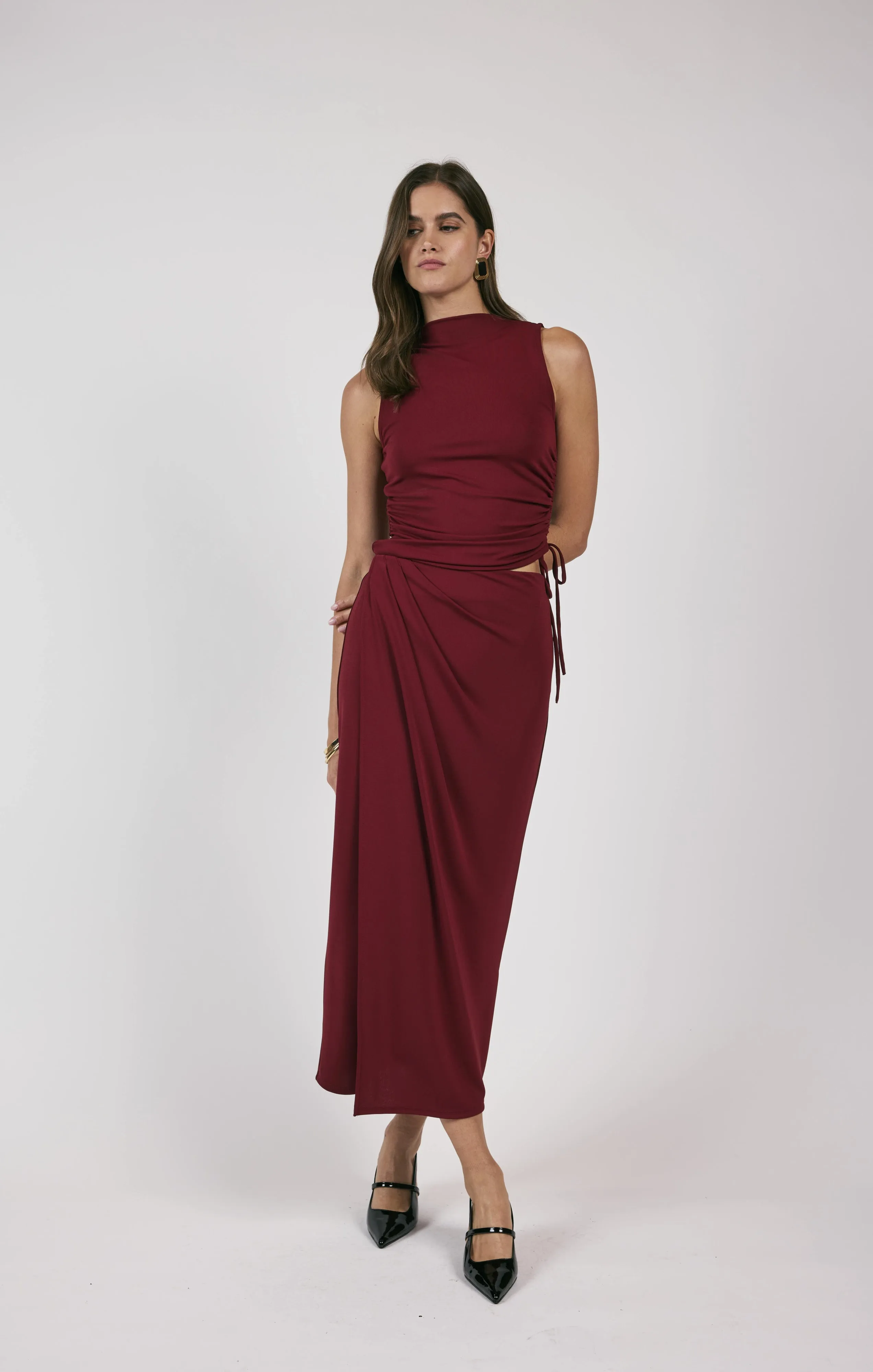Sage The Label-Fiery Spirit Pleated Overlap Skirt