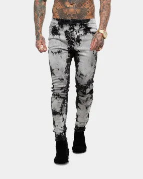 Saint Morta Men's Scratch Skinny Jean Stone Black