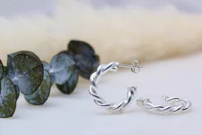 Sterling Chunky Twist Half Hoops