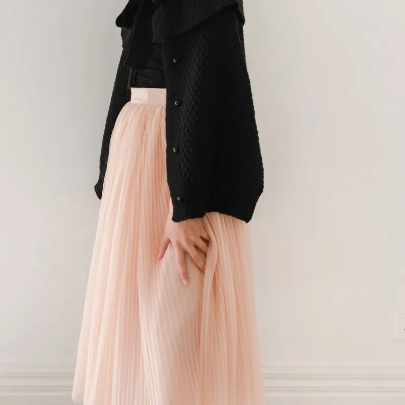 Tulle Pleated Skirt - Antique Rose