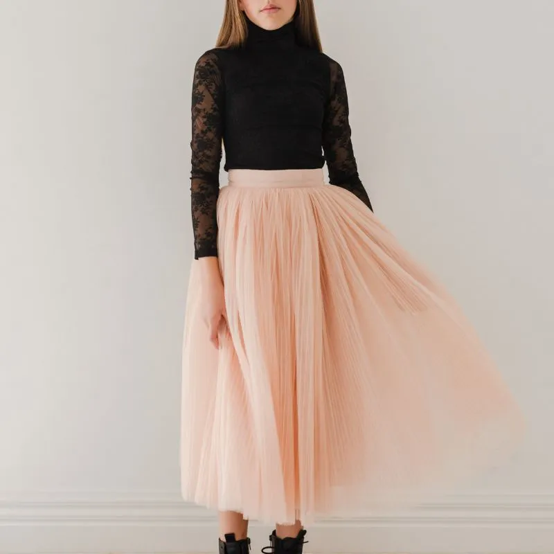 Tulle Pleated Skirt - Antique Rose