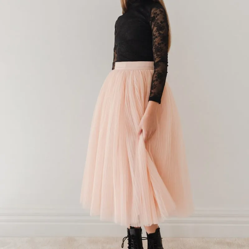 Tulle Pleated Skirt - Antique Rose