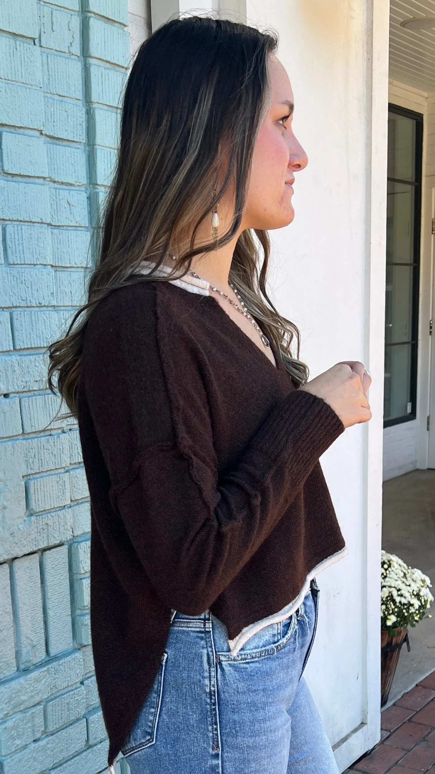 Ultra Soft Espresso Hi Low Sweater