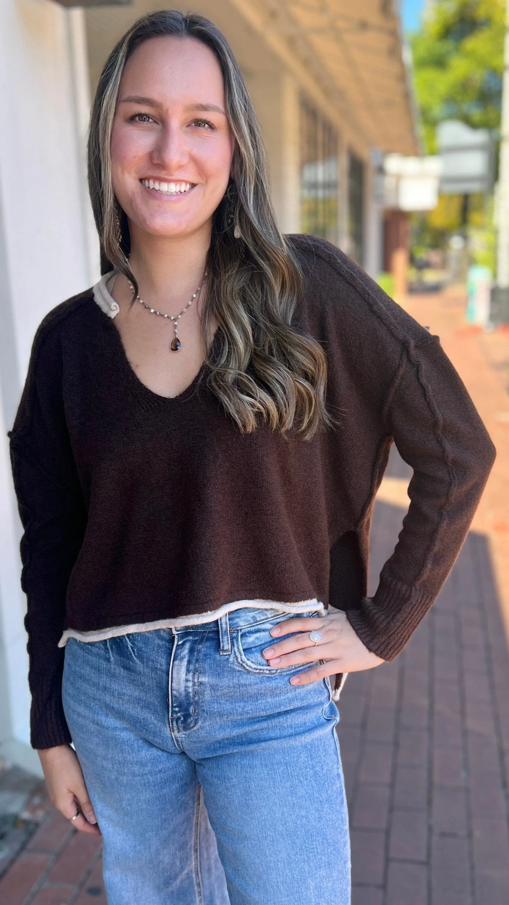 Ultra Soft Espresso Hi Low Sweater