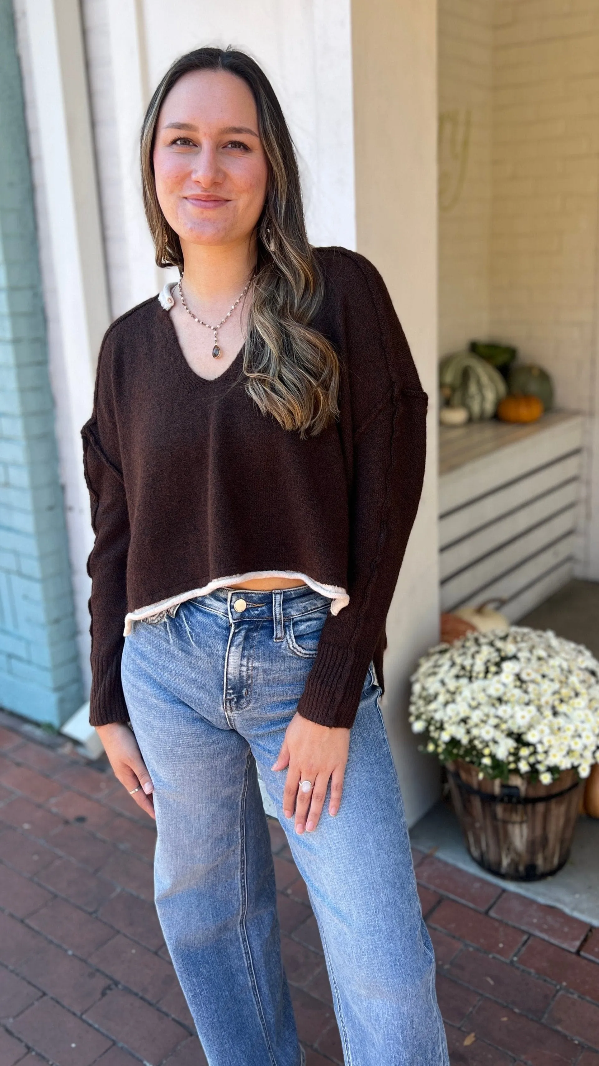 Ultra Soft Espresso Hi Low Sweater