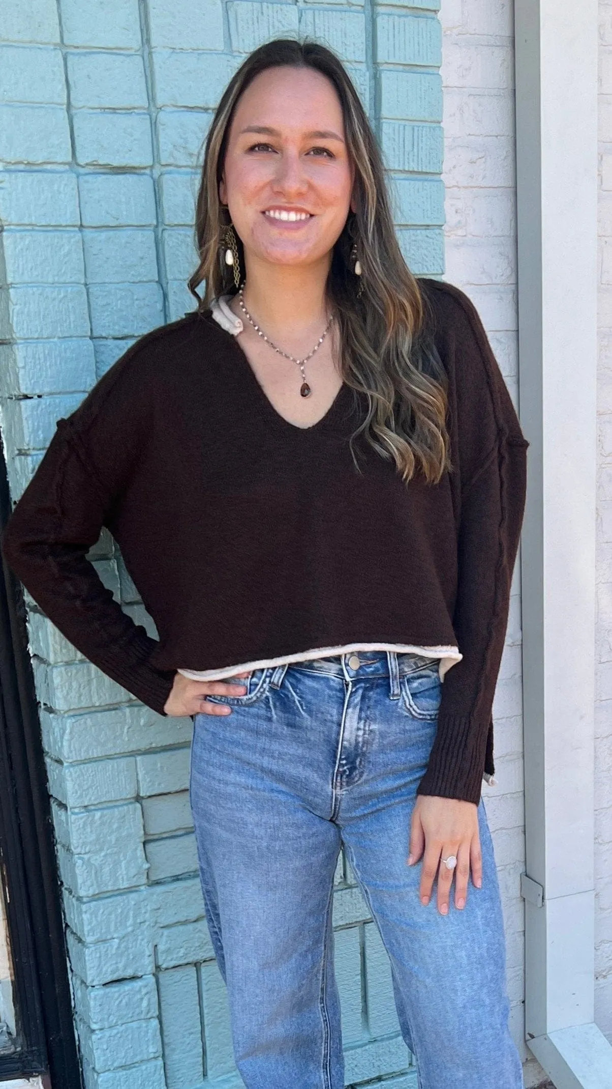 Ultra Soft Espresso Hi Low Sweater